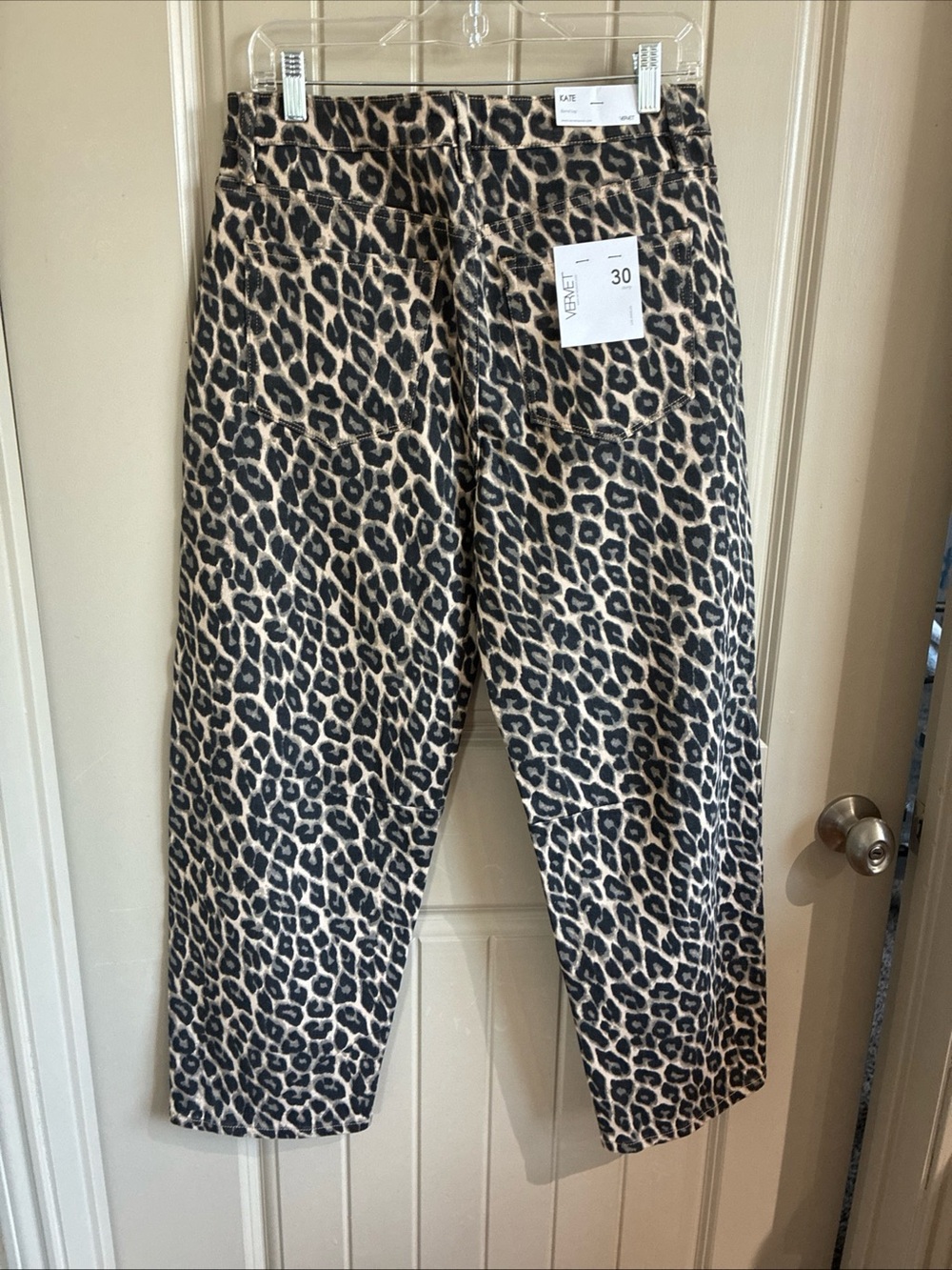 Leopard Print Women’s Chinos - Neutral Brown/Black - Picture 4 of 8